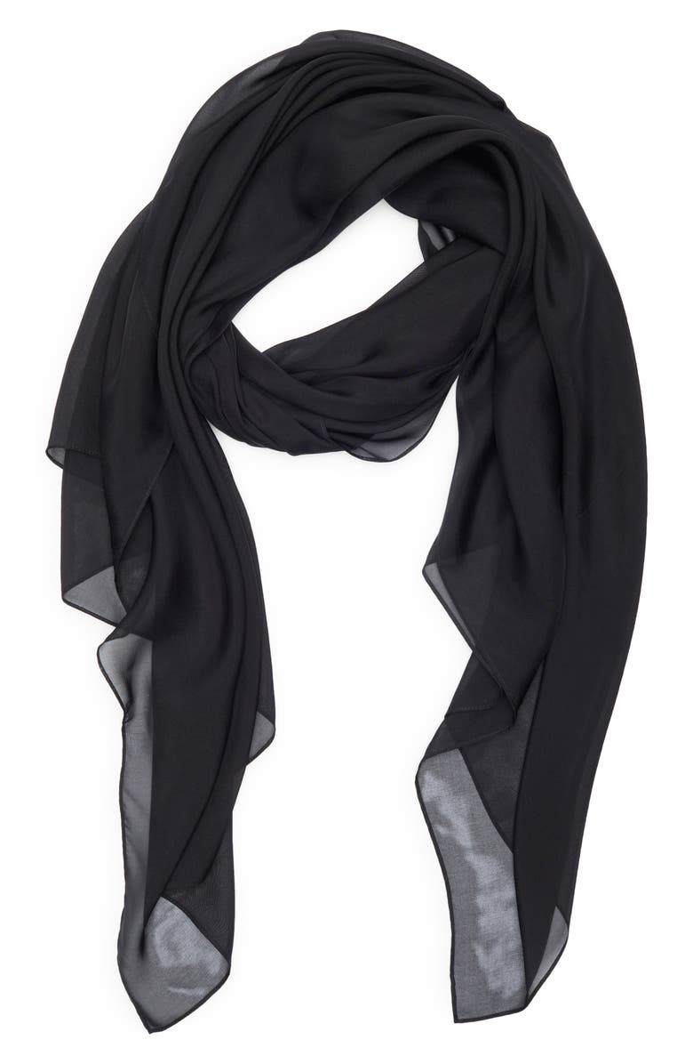 Nordstrom Silk Scarf, Alternate, color, Black