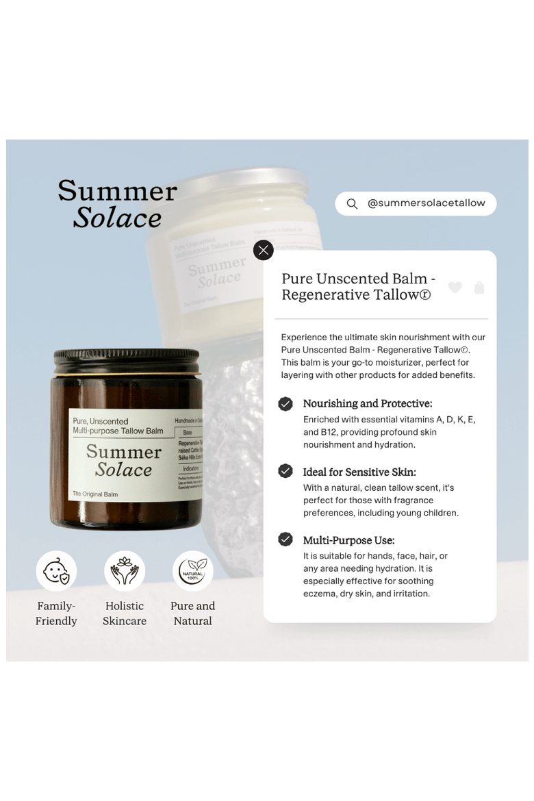 Pure Unscented Balm Regenerative Tallow Balm, Alternate, color, Small (60ml)