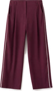 MANGO Contrast Stripe Straight Leg Pants