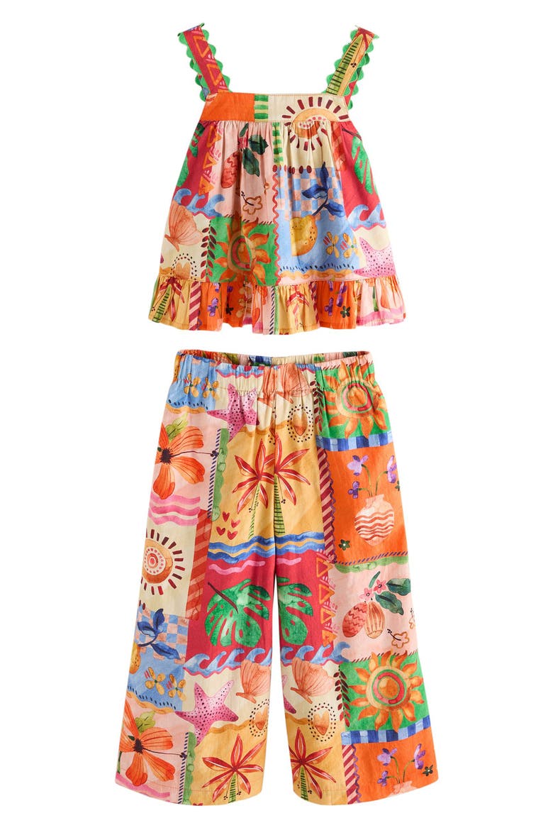 Kids' Postcard Print Tank & Wide Leg Pants Set, Main, color, RED