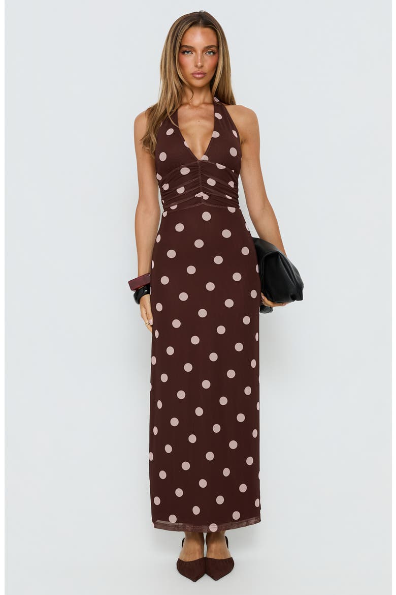 Saviana Halter Ruched Maxi Dress, Alternate, color, CHOCOLATE