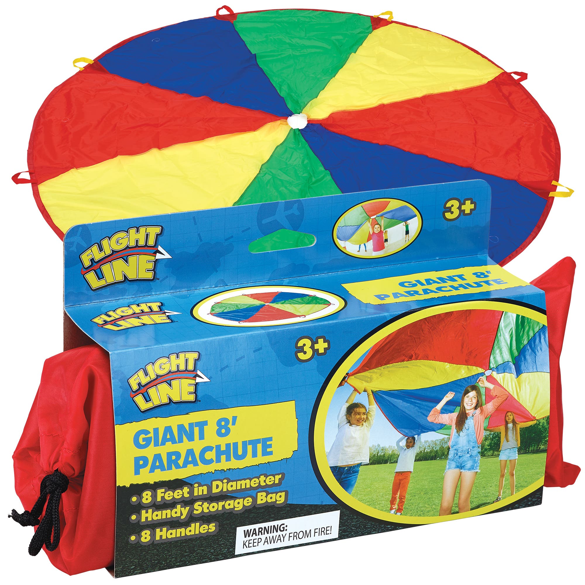 Flight Line Giant 8' Parachute, Kids 3+ in Multicolored 