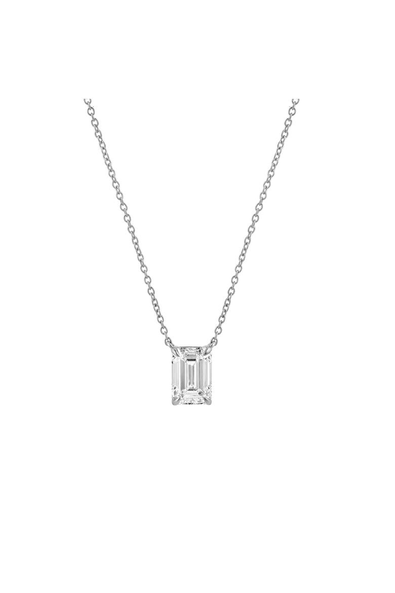 Emerald Elegance 14K Gold Lab Grown Diamond Necklace - 1 ct, Main, color, 14K White Gold