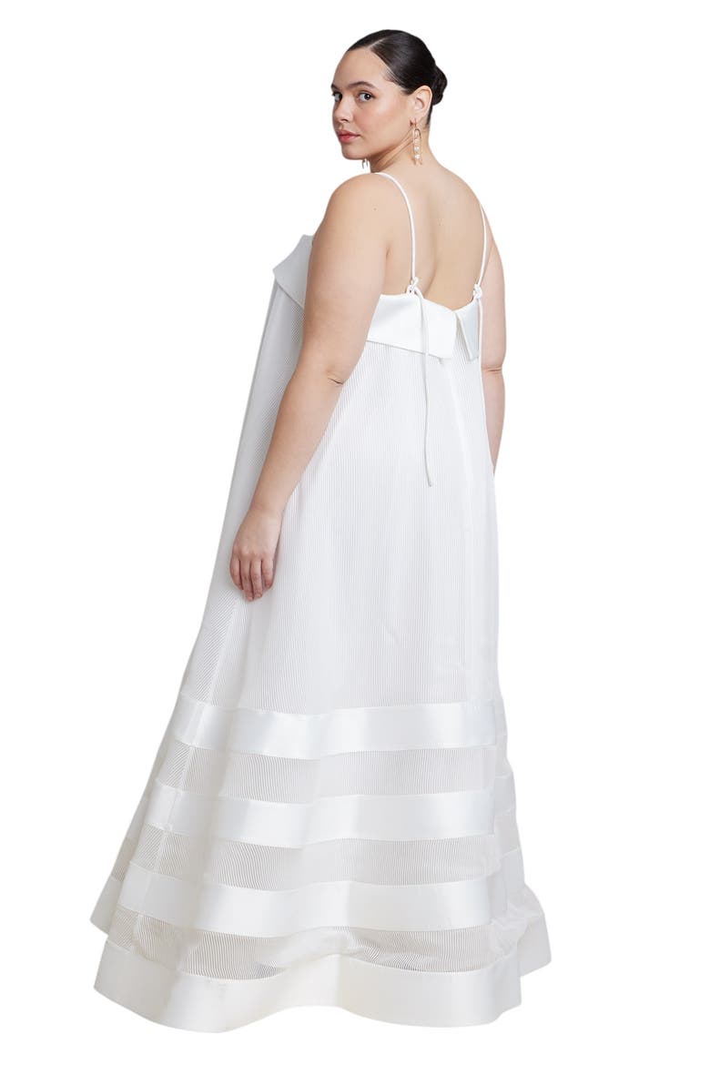 Dramatic Organza Trapeze Gown, Alternate, color, JET STREAM