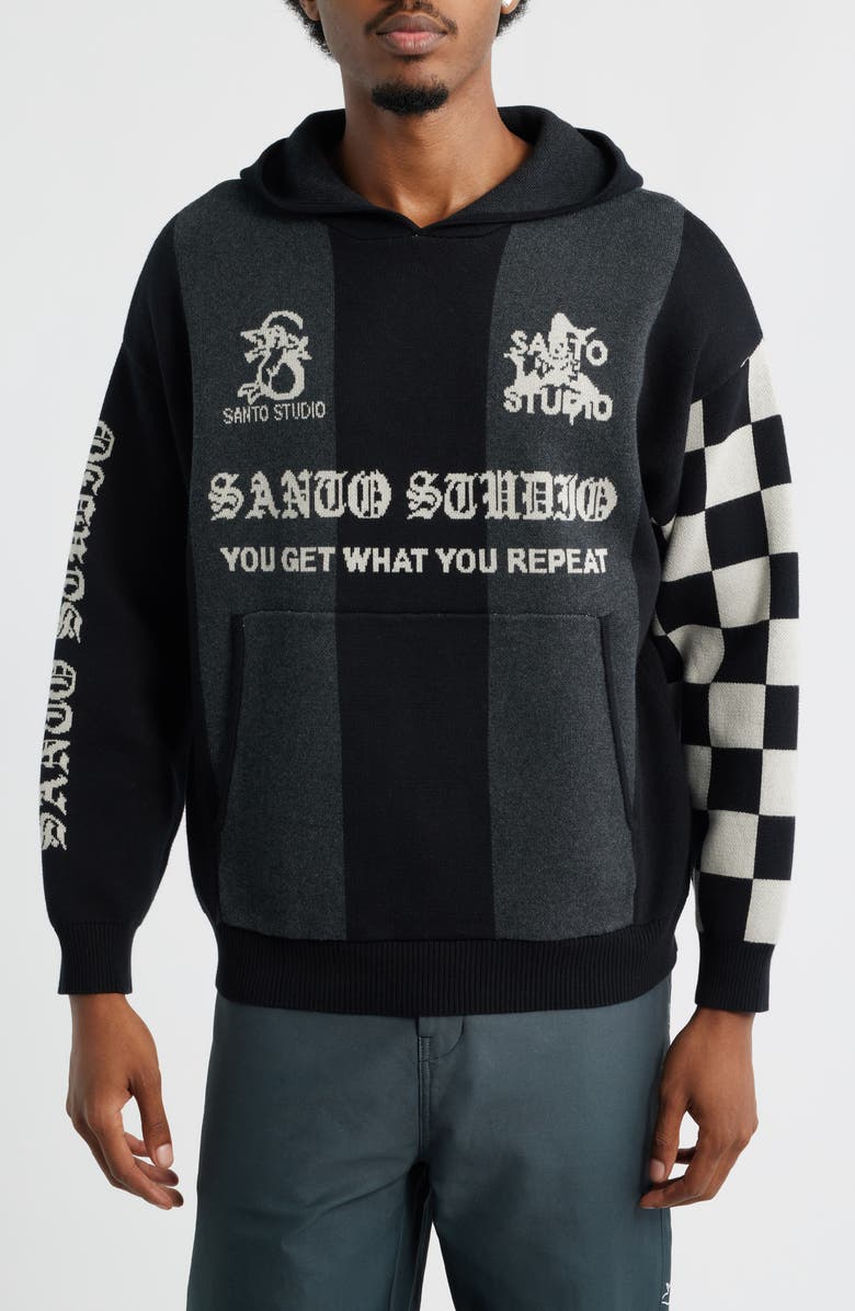 SANTO STUDIO Palermo Knit Hoodie, Main, color, Black