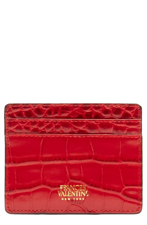Croc Embossed Leather Card Case