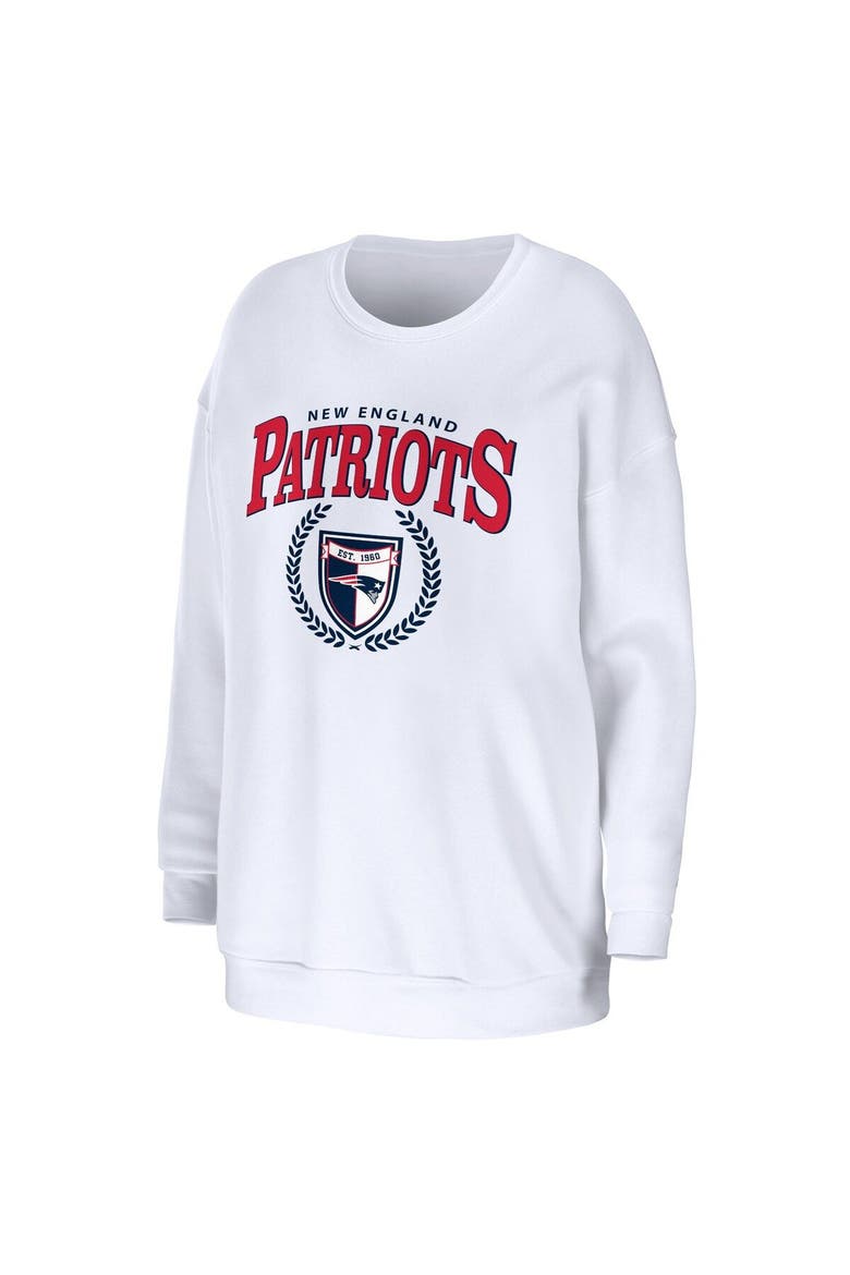 Women's WEAR by Erin Andrews White New England Patriots Oversized Pullover Sweatshirt, Alternate, color, White