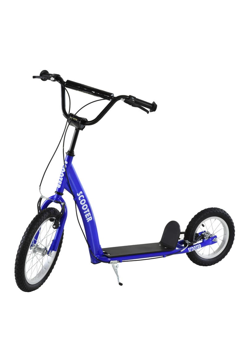 Youth Kick Scooter with Adjustable Handlebar, Dual Brakes, Inflatable Wheels, Main, color, Blue