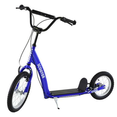 Youth Kick Scooter with Adjustable Handlebar, Dual Brakes, Inflatable Wheels