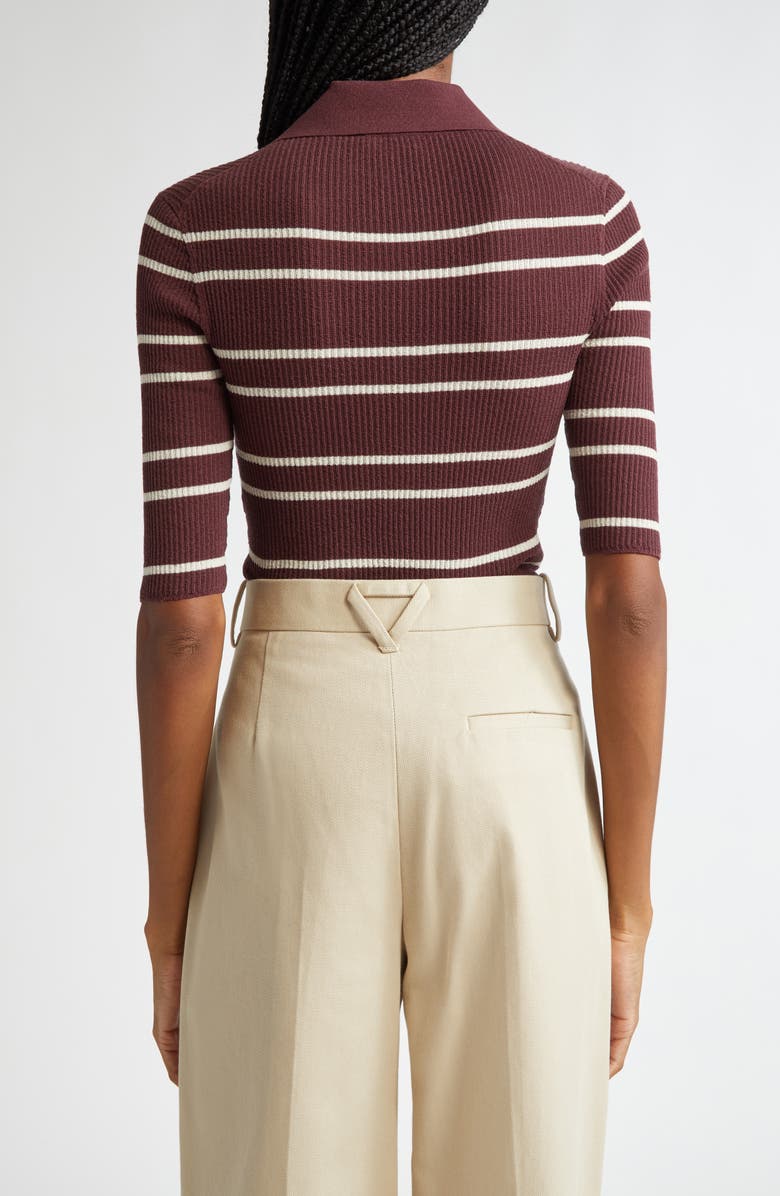 A.L.C. Cooper Stripe Knit Polo, Alternate, color, Carob/ White Wide Stripe