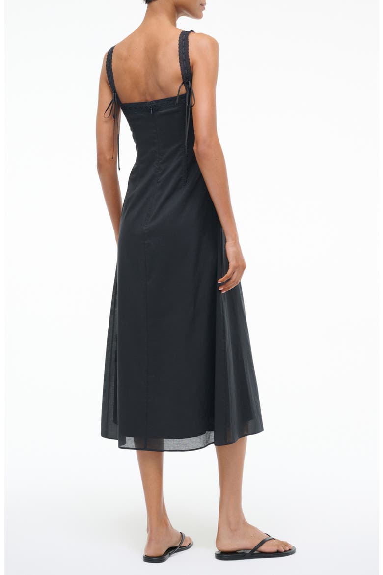 Matilde Lace Trim Midi Dress, Alternate, color, BLACK