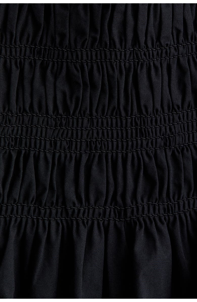 H&M Smocked cotton dress, Alternate, color, Black