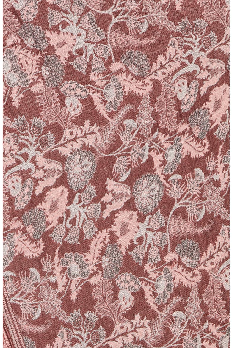 Floral Jacquard Triangle Scarf, Alternate, color, BROWN