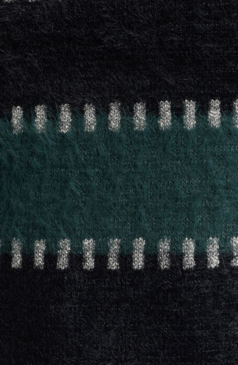 CITY BLUES Stripe Metallic Boat Neck Sweater, Alternate, color, Spruce/ Black