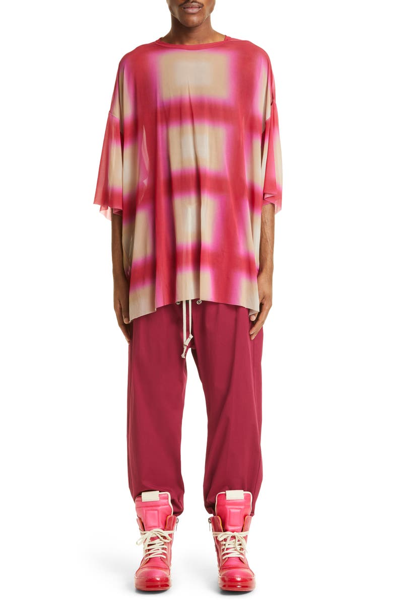 Rick Owens Tommy Degradé Plaid Oversize T-Shirt, Alternate, color, 