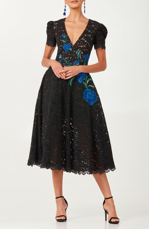 Amy Embroidered Lace Midi Dress