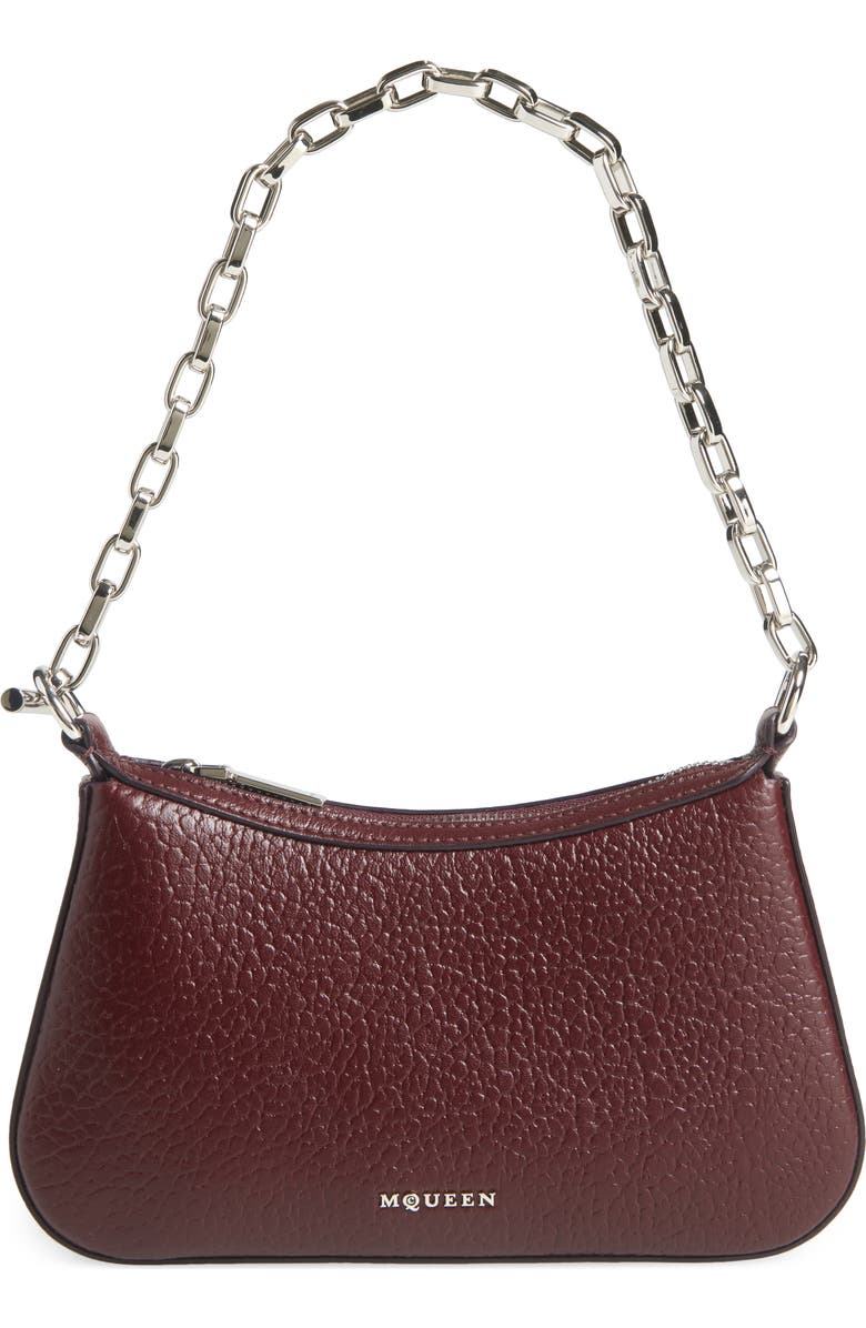 McQueen Mini T-Bar Handbag, Main, color, Cranberry/ Silver