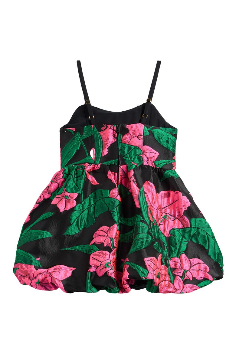 Kids' Mini Bowman Jacquard Bubble Hem Dress, Alternate, color, NOIR JUNGLE BOUQUET JACQUARD