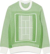 Lacoste Tennis Court Cotton Blend Jacquard Sweater