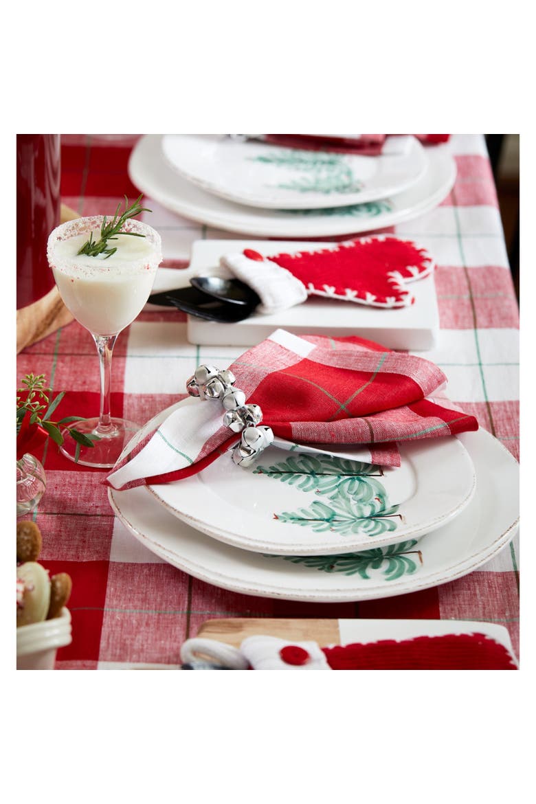 Linen Dinner Napkins Set of 4, 18 x 18" - Very Merry Plaid, Alternate, color, Very Merry