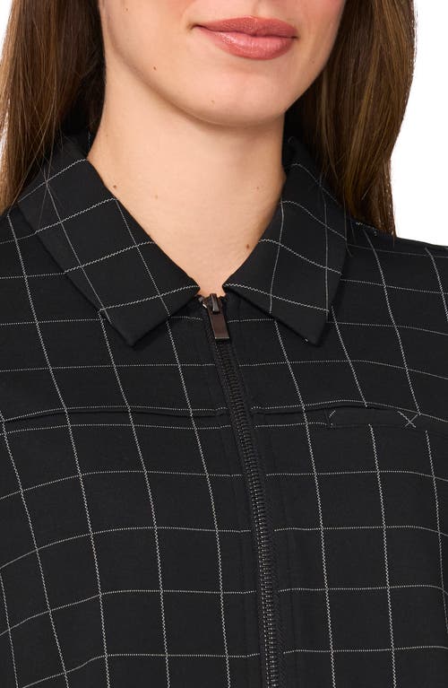 Halogen ® Windowpane Check Crop Zip-up Jacket In Black