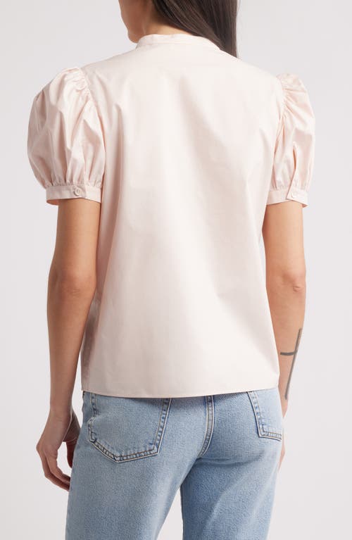 Shop Frame The Gathered Short Sleeve Button-up Shirt In Light Pink