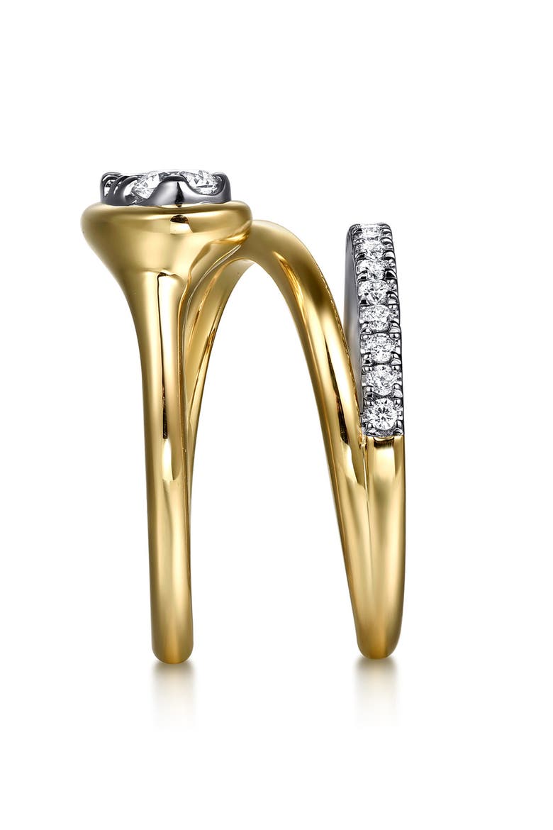 Two-Tone 14K Gold Diamond Wide Band Wrap Ring, Alternate, color, TWO TONE