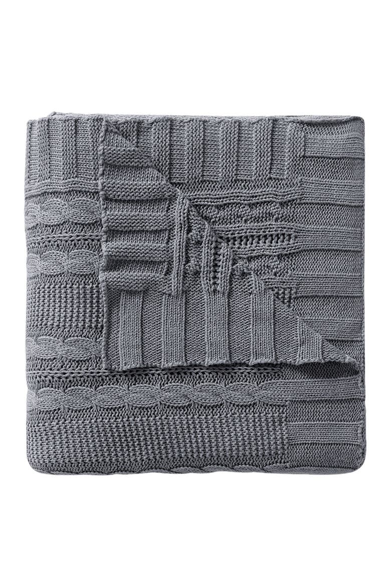 Dublin Cable Knit Throw Blanket, Main, color, GREY