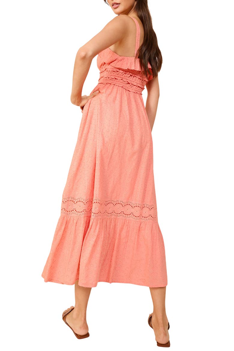 Broderie Anglais Ruffle Maxi Sundress, Alternate, color, ORANGE