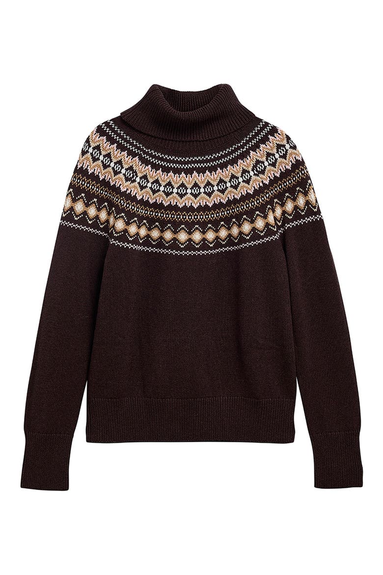 Darwen Fair Isle Turtleneck Sweater, Alternate, color, SEAL BROWN