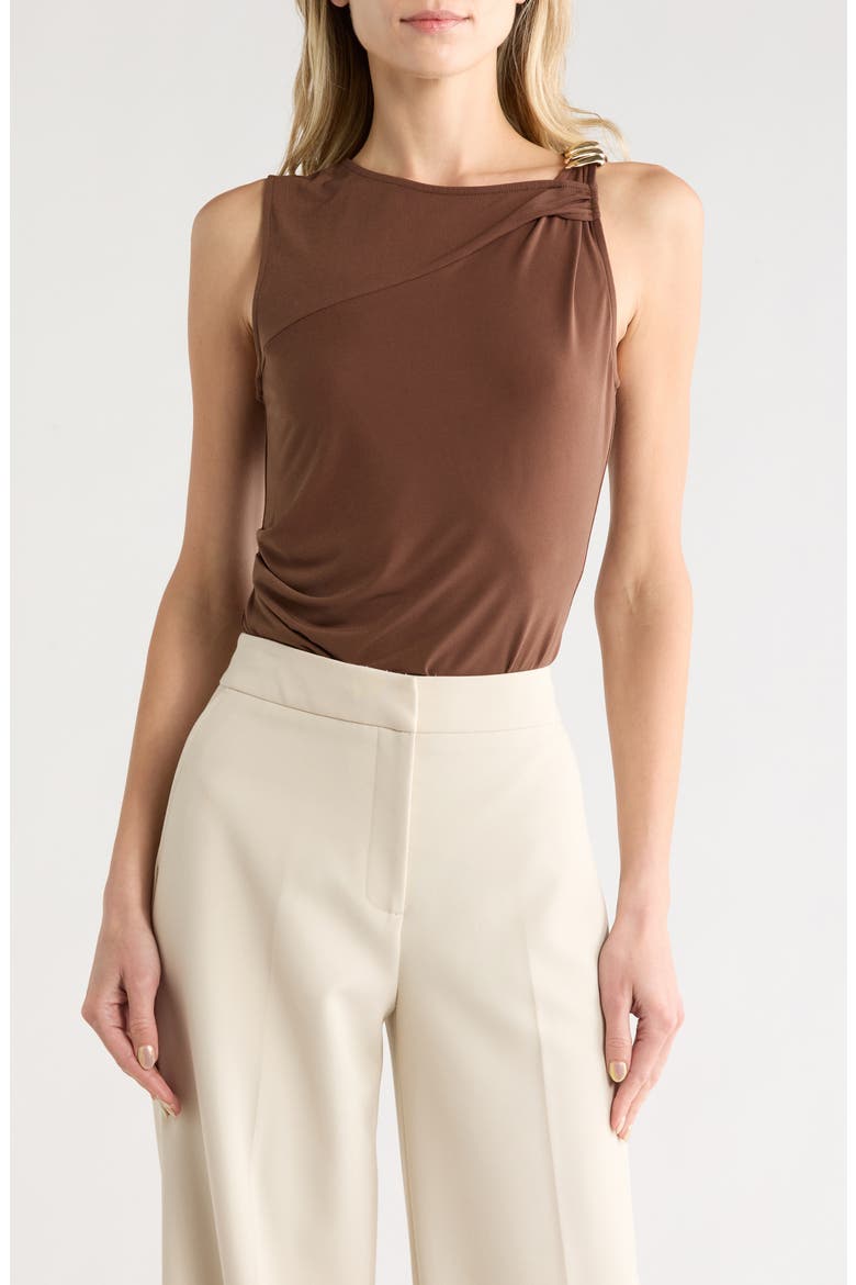 One-Shoulder Hardware Knit Top, Main, color, BROWN TERRA
