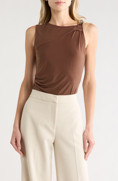 One-Shoulder Hardware Knit Top