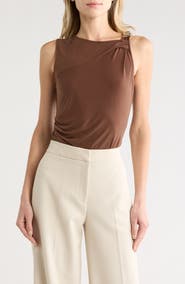 Leith One-Shoulder Hardware Knit Top