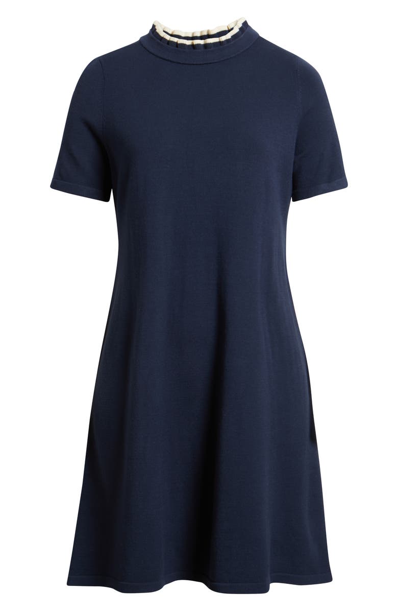 Caslon<sup>®</sup> Ruffle Accent Sweater Dress, Alternate, color, Navy Still