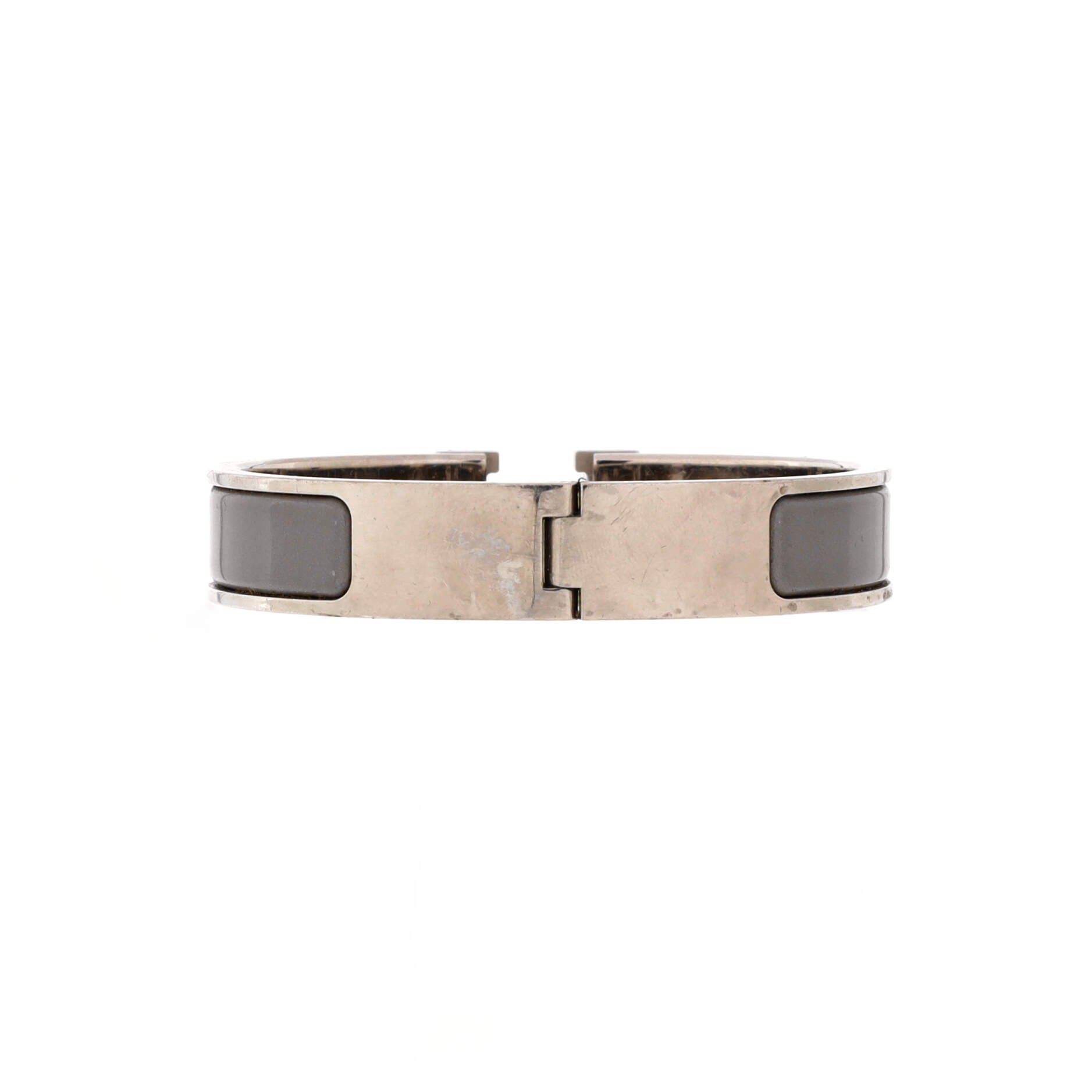 Pre-Owned Hermes Clic H Bracelet Enamel Narrow, Alternate, color, Gray