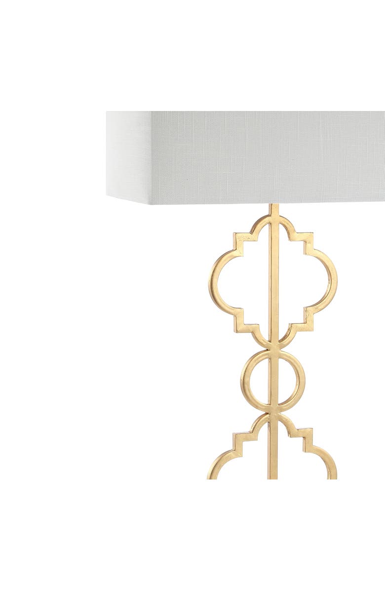 JONATHAN Y Selina Iron Ogee Trellis Modern LED Table Lamp, Alternate, color, Gold Leaf