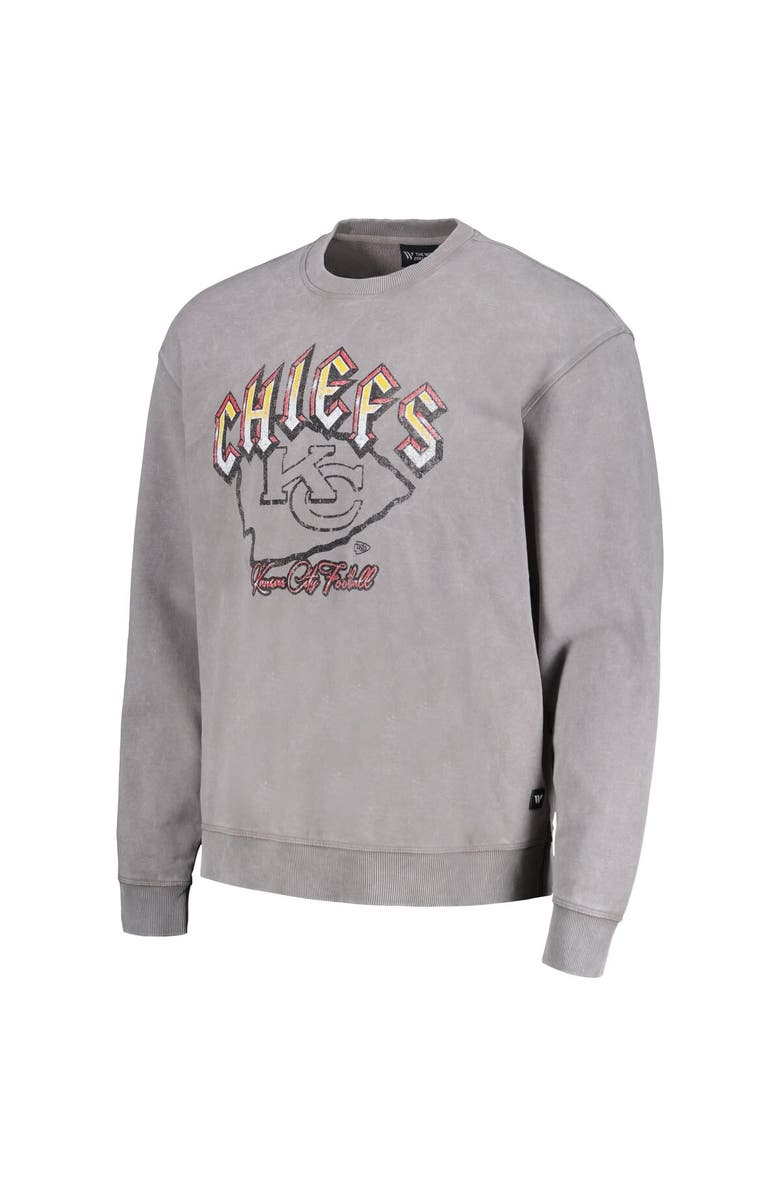 THE WILD COLLECTIVE Unisex The Wild Collective Gray Kansas City Chiefs Distressed Pullover Sweatshirt, Alternate, color, Gray