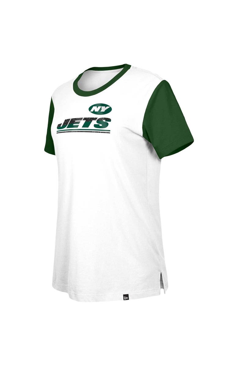New Era Women's New Era White/Green New York Jets Third Down Colorblock T-Shirt, Alternate, color,