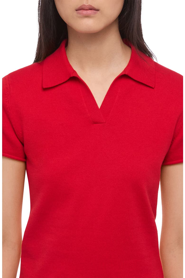 Shrunken Knit Polo, Alternate, color, RED