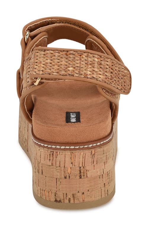 Nine West Heavin Platform Wedge Sandal In Dark Natural
