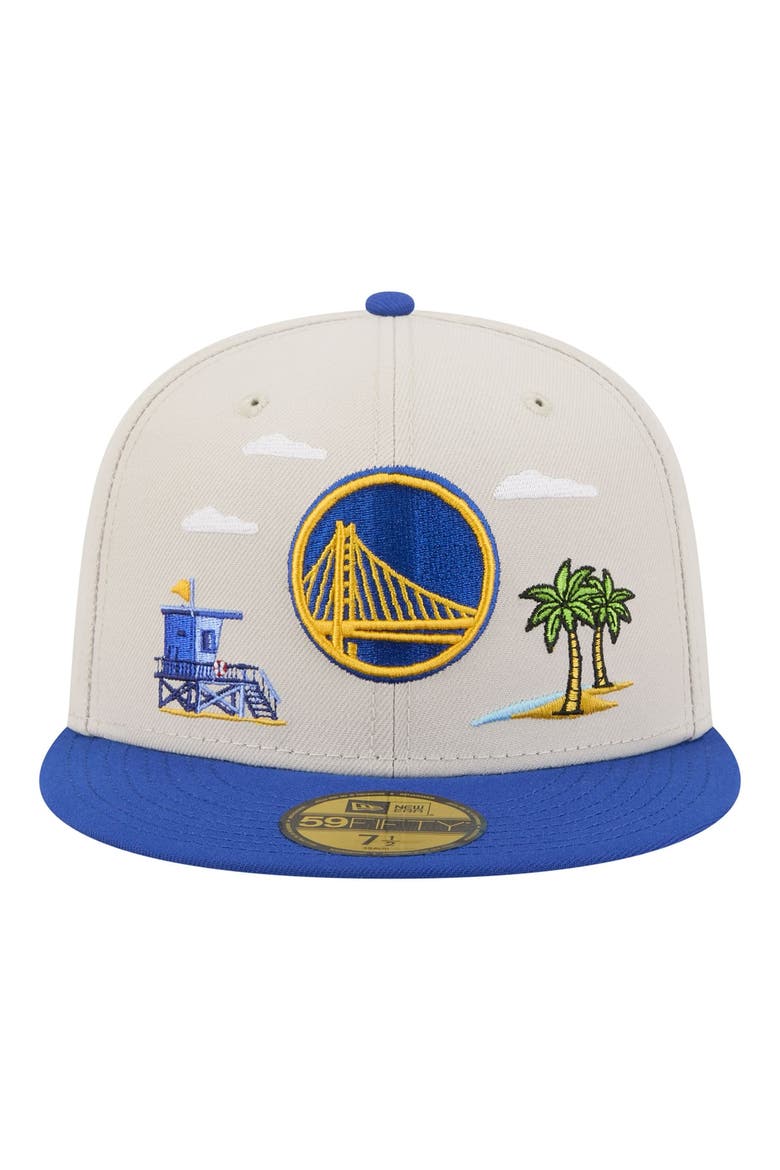 Men's New Era  Tan/Royal Golden State Warriors Localized City Icon 59FIFTY Fitted Hat, Alternate, color, Tan