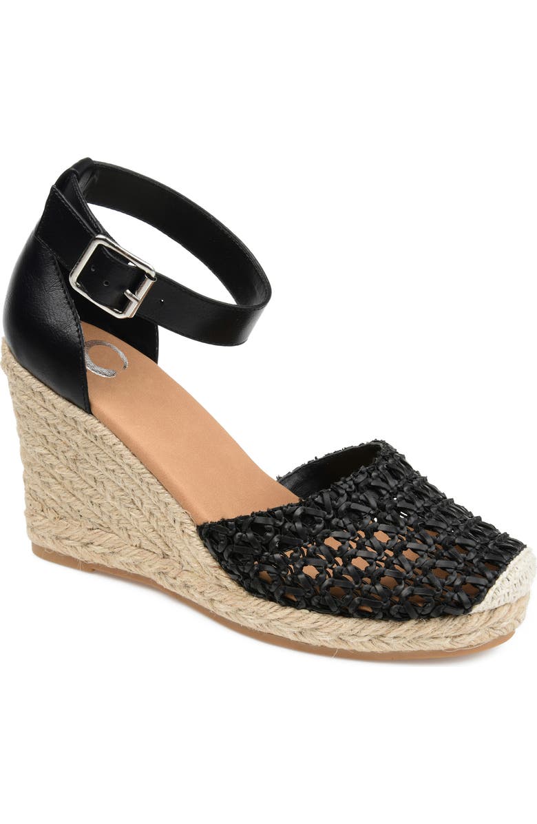 Journee Collection JOURNEE Sierra Woven Espadrille Wedge Sandal, Main, color, Black