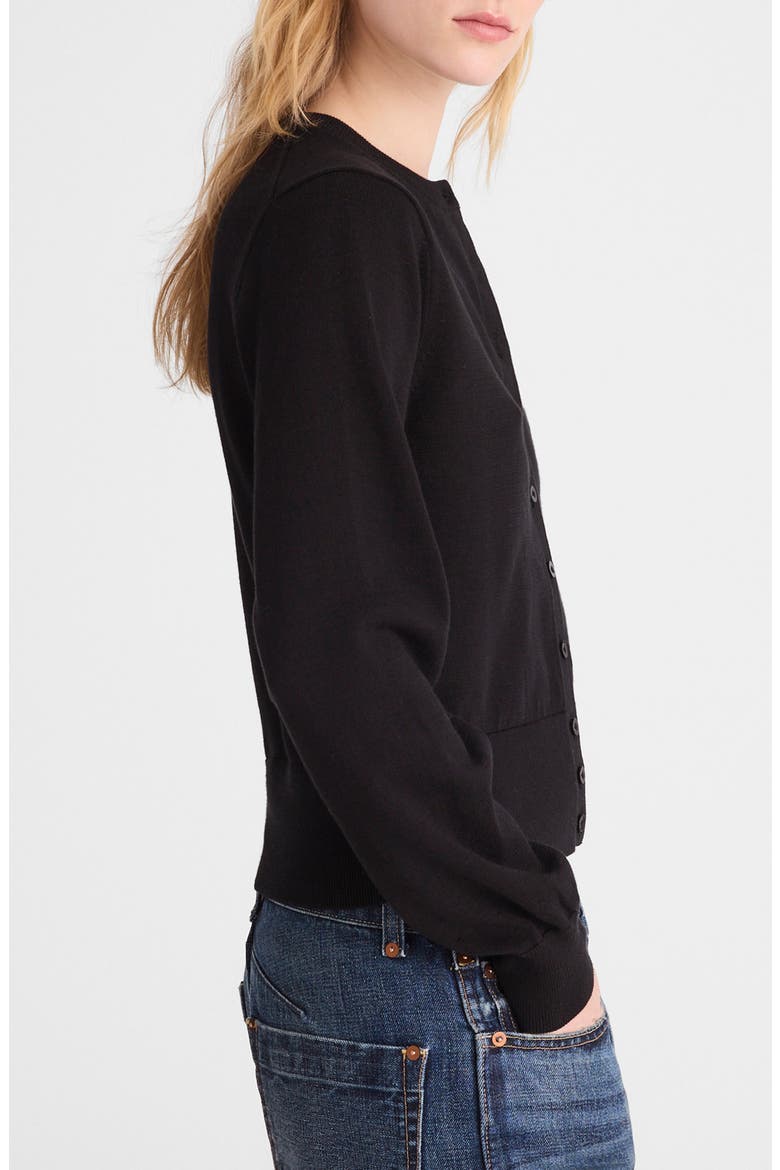 Button Front Cotton Cardigan, Alternate, color, JET BLACK