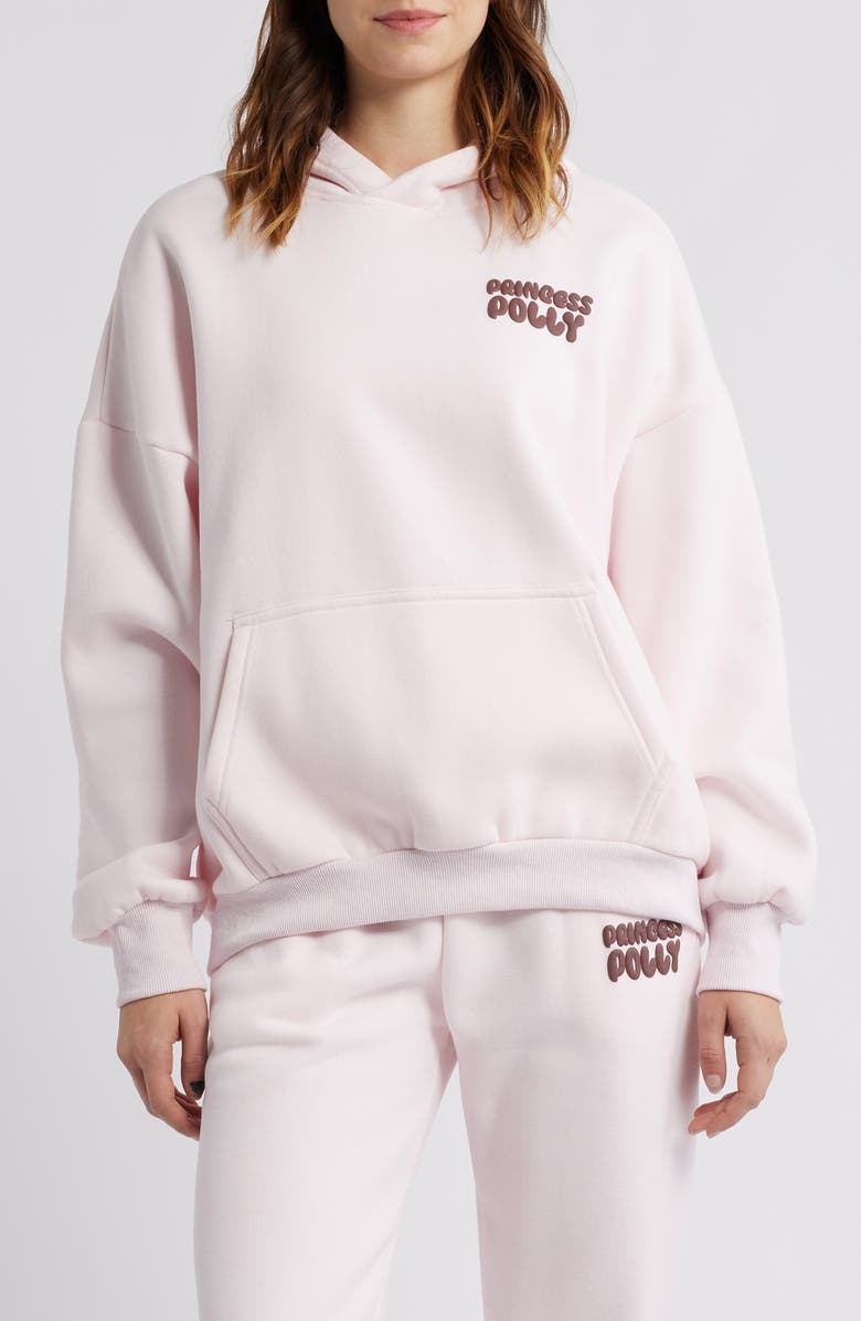Princess Polly Brand Logo Hoodie, Main, color, Pink
