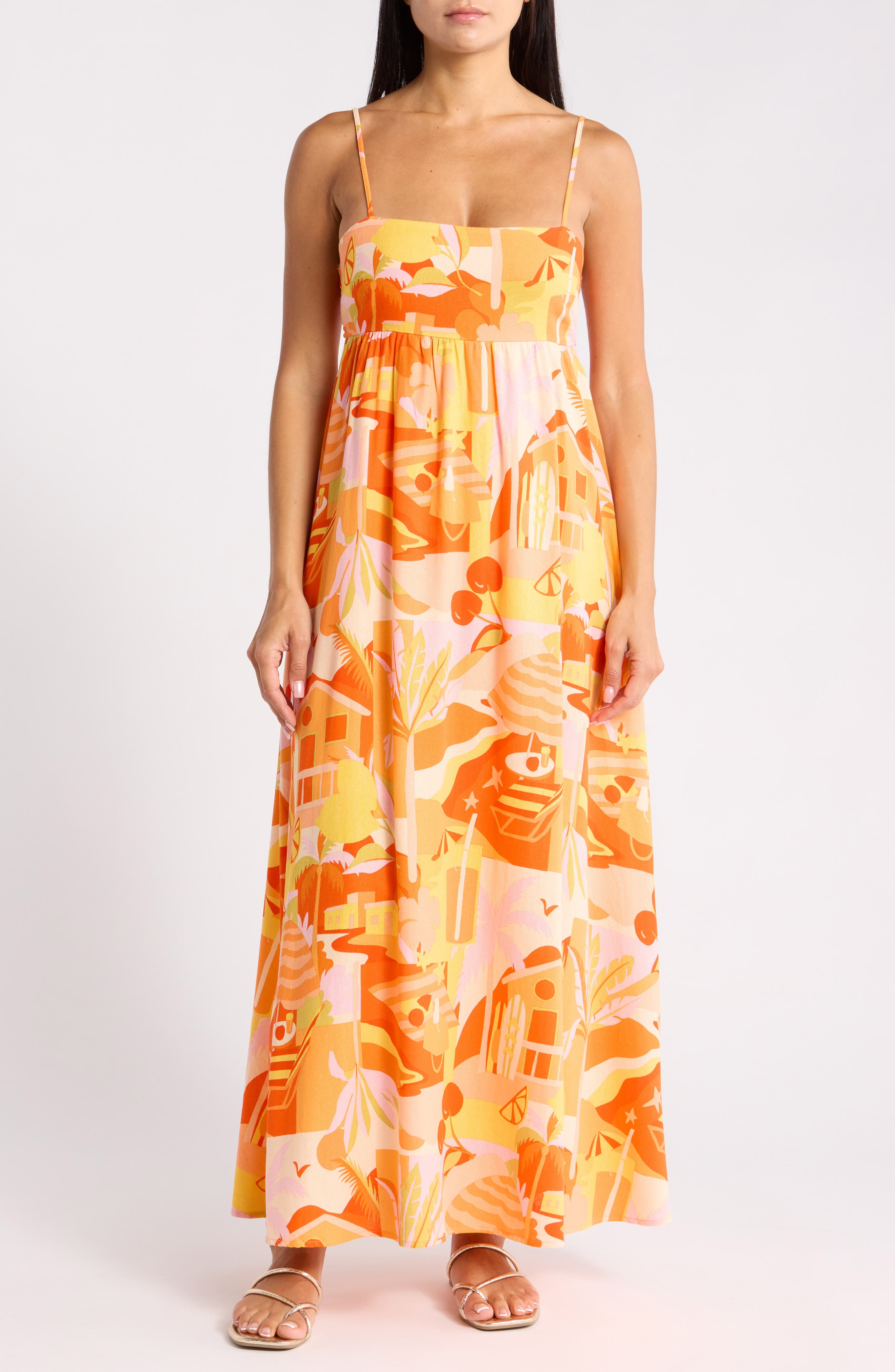 Blu Pepper Tropical Print Midi Sundress