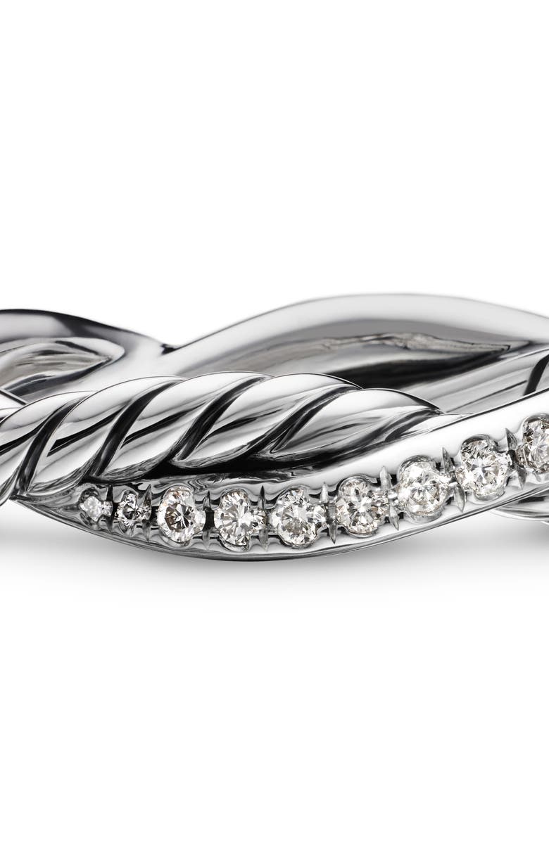 David Yurman Petite Infinity Band Ring in Sterling Silver with Pavé Diamonds, Alternate, color, 