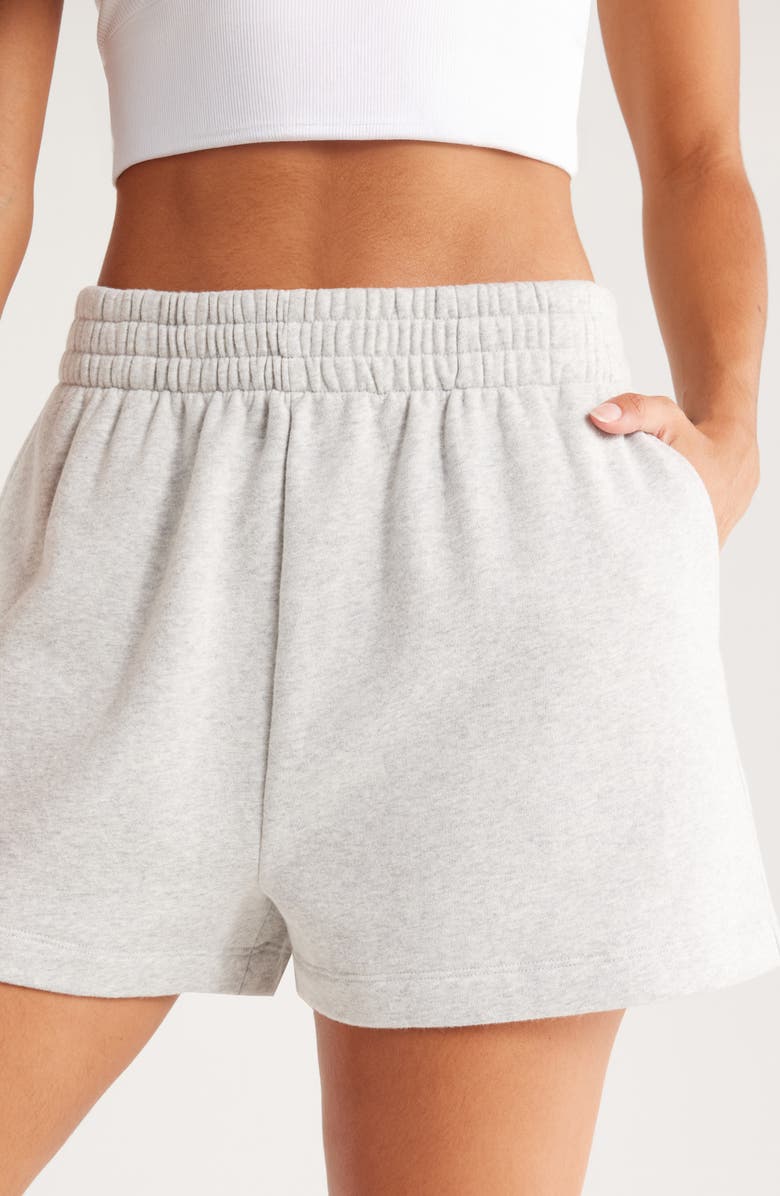 Zella Ultracozy Fleece Sweat Shorts, Alternate, color, Grey Light Heather