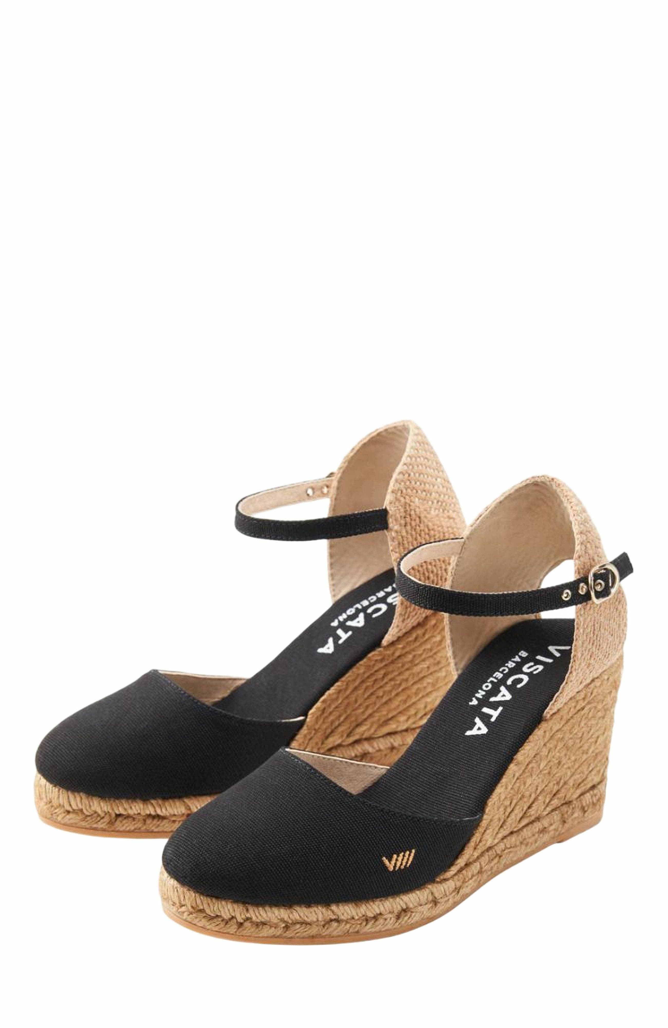 VISCATA Satuna Canvas Espadrille Wedges, Alternate, color, Black/Natural