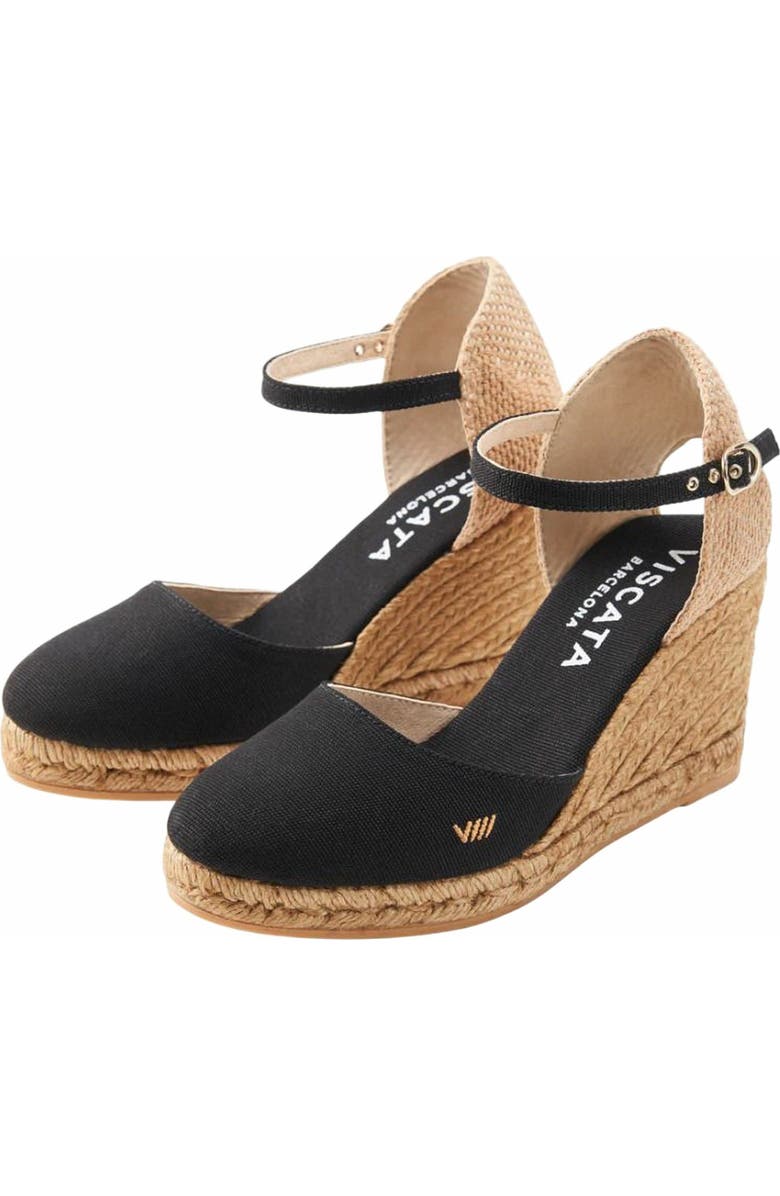 VISCATA Satuna Canvas Espadrille Wedges, Alternate, color, Black/Natural