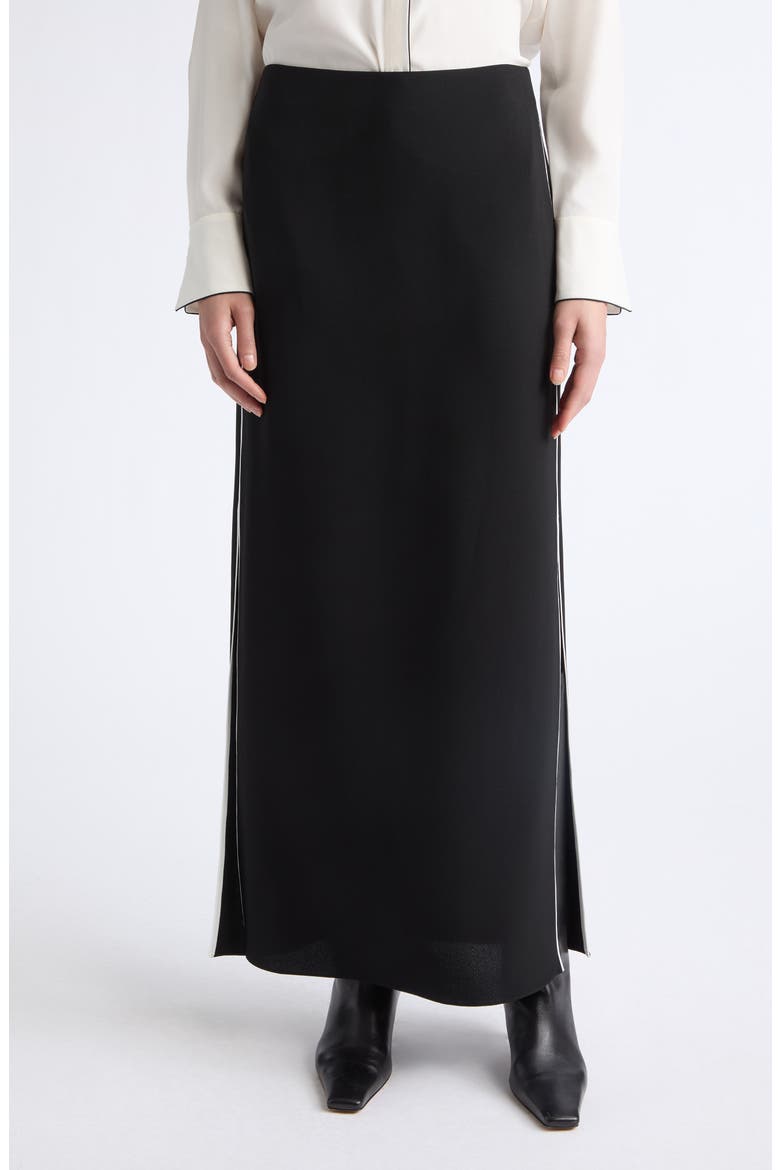 Piped Straight Skirt, Main, color, BLACK
